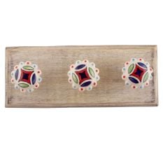 Multicolor Ceramic Floral Wooden Hooks